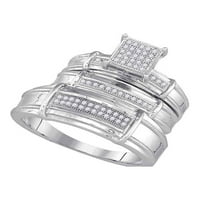 Jewels Sterling Silver Njegov je njen okrugli dijamantski klaster podudaranje mladenci za vjenčani prsten