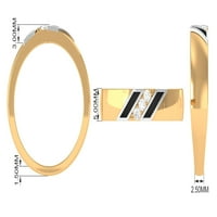 Vjenčani prsten sa dijamantnim i crnim emajlom za muškarce, 14k bijelo zlato, SAD 8.50