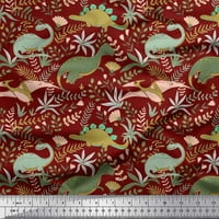 Soimoi Poly Georgette Listovi tkanine, cvjetni i dinosaur džunglska tkanina od dvorišta široka