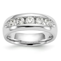 Čvrsta 14k bijelo zlato pet kamena dijamantna kanala vjenčani prsten sa CZ kubičnom cirkonije veličine