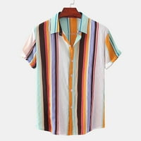 Ljetne košulje za muškarce labavo modno prugastim gumb za ispis niz kratki rukav revel kardigan ima