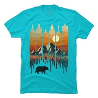 Wild Bear Sunset City Muške ocean plavi grafički tee - Dizajn ljudi L