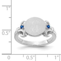 Čvrsti 14K bijeli zlatni jedinstveni zaručnički prsten sa sintetičkim tribinskim kamenjem sa graviranjem