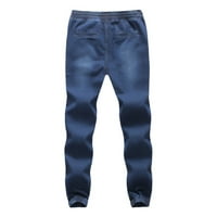 Umitay Muška ležerna jesen traper pamučna elastična crta nizove radne pantalone Jeans Hlače