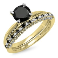 DazzlingRock kolekcija 1. Carat 18K crno-bijeli dijamantni zaručni prsten za brisanje CT, žuto zlato,