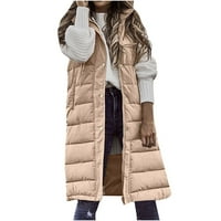 Ženski zimski kaput čvrste boje dugih rukava toplo s jednim grudima Srednjeg dijela podstavljenog prsluka,