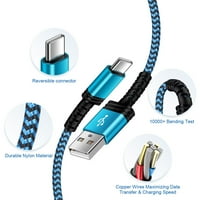 C kabl, USB A USB C kablovi 10FT pederbo najlonska pletenica 3A Brza punjenje tipa C Puni C sa dvostrukim