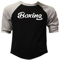 Muška kaligrafska boksa v crna siva Raglan bejzbol majica srednje crno siva