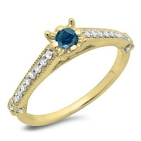 DazzlingRock kolekcija 0. Carat 14k Blue & White Diamond Solitaire sa akcentima sa morskim prstenom,