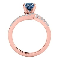 Aonejewelry 1. ct. TTW Blue Diamond Halo Angažman prsten u zlatu od 14k ruža
