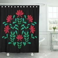 Zelena na crnom Jednostavnom cvjetnom uzorku ukrasni tradicionalni narodni buket Crveno kupatilo za