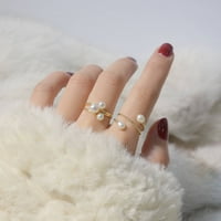 Francuski jednostavni višeslojni imitacija biserni metalni prstenovi za žene sjajni cirkon kristalni