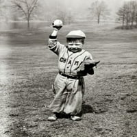Portret dječaka koji drži bejzbol i bejzbol rukavica za poster ispis
