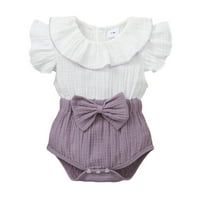 Baby Jomer Set Girls Bodysuit Ispisan luk Solid Ruffle Girls ROMper & TOMMSUITNE One outfit 0- mjeseci