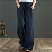 Oieyuz ženske pamučne pantalone casual labave pantalone za izvlačenje sa džepom solidne hlače širine