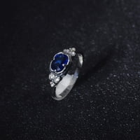 SKPBlutn prstenovi za žene Djevojke svijetli cirkon okrugli plavi kameni nakit nakit angažirani pokloni