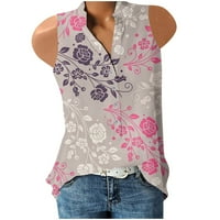HHEI_K Ljetni vrhovi za žensko ljetno casual formalno svestrano tiskano košulje bez rukava bez rukava