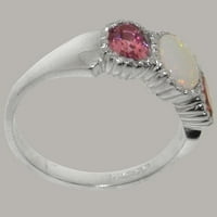 Britanci napravio je 10k bijeli zlatni prirodni i ružičasti turmalinski ženski prsten - veličine opcija
