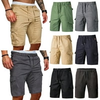 Allshope Muškarci Teretne kratke hlače, elastična struka Čvrsta ljetna kratka kratke hlače s džepovima
