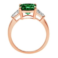 3CT Asscher rez zeleni simulirani smaragd 18K ruža Gold Gold Anniverment Kamena prstena veličine 6,5