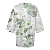 HHEI_K Ženska bluza za bluza Outerwear Print pola duljine Ležerne prilike Ležerne prilike za odmor Basic