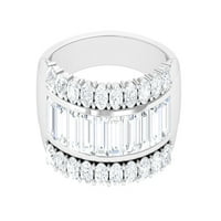 Vjenčani prsten sa certificiranim moissine za žene, srebrna srebra, SAD 9.00