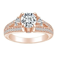 Carat okrugli rez bijeli prirodni dijamantni vintage stil prsten za angažman u 14K čvrstih ruža zlatna