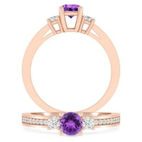 Carat 10K ružičasti zlatni ametist i dijamantski zaručni prsten za žene - idealan angažman ili obljetni