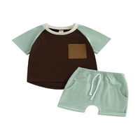 Qinghua novorođenčad dječački dječak ljetni odjel boja blok kratkih rukava pamučni vrhovi i kratke hlače