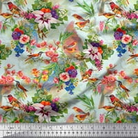 Ptice tkanine Soimoi poliestera, lišće i ljiljan cvjetna tiskana tkanina od dvorišta široka