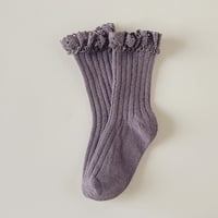 QXUTPO Dječje čarape Vintage čipka čvrste boje dvostruka igla Dječje čarape Djevojke Proljeće Jesen