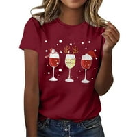 Koaiezne vrhovi za žene Trendy Božićni grafički majica Žene smiješno slatko kakao top film Gledanje