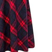 Dadaria suknje za žene Midi Dužina Ženska Visoka elastična struka Maxi Line Plaid Winter Warm Flare