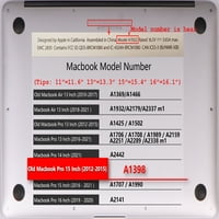 Kaishek kompatibilan sa MacBook Pro 15 Objavljen model A1398, plastična zaštitna futrola tvrdi poklopac