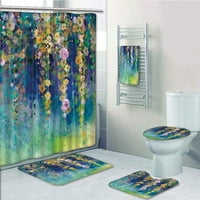 Vodeni cvjetni lozovi cvijeće u mekim bojama Ljeto vrtna vodkolor indigo senf kupatilo set tuš za kupanje