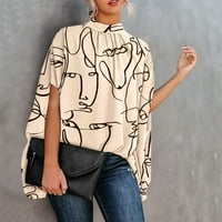 Ženska modna ljetna rukava sa okruglim rukama tiskani top bluze