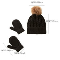 HHEI_K TODDLER BABY PLTIT HAT rukavice Zimska topla kapa sa rukavima za krug petlje