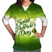 Dnevna odjeća St. Patricks za žene irski klasični zeleni grafički kratki rukav V vrat Ležerni ispisani