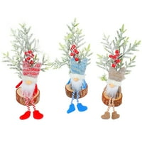 Gnomes Doll Lovely Pleted Hat Mini Xmas Tree Holiday Atmosfere rekviziti Desktop Ornament Lick Luck