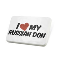 Porcelein pin volim moj ruski don, značka konjskih repela - Neonblond
