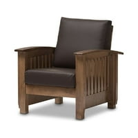 Baxton Studio Charlotte Moderni klasični stil misije orah smeđu drva i tamno smeđa kožna stolica sa