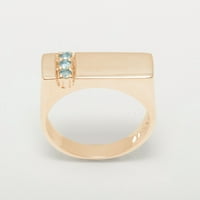 Britanci izrađen 14k Rose Gold Prirodni plavi Topaz muški prsten za bend - Opcije veličine - Veličina