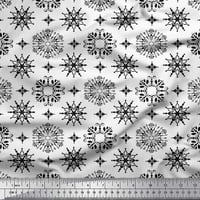Soimoi Japan Crepe Satin tkanina Snowflake Artistic Tkanine otisci na dvorištu široko
