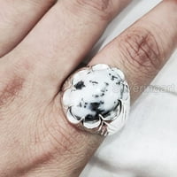 Dendritic Opal MANS prsten, prirodni dendrite Opal prsten, srebrni nakit, srebrni prsten, rođendanski