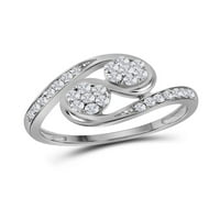 14kt bijelo zlato Žene okrugli dijamantski klaster 2-kameni prsten CTTW
