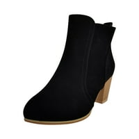 Hernalise Fashion Women Square Heel Buckle Strap Čvrsta boja Srednja čizma Držite tople cipele za čišćenje