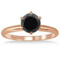 Pompeii 2ct Black Diamond Solitaire zaručni prsten 14K ružičasto zlato