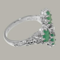 Britanci napravio 9k bijeli zlatni kubični cirkonijski i smaragdni ženski prsten za izjavu - veličine