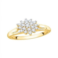 Dijamantni klaster cvjetni prsten u 14K žutom zlatu