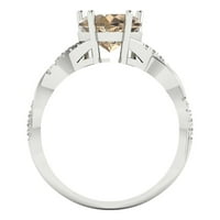 2. CT Sjajno srce Clear Simulirani dijamant 18k bijeli zlatni pasijans sa Accenting prstenom SZ 5.25